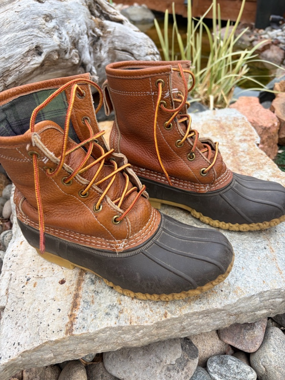 L.L. Bean Duck Boots Womens 6 Brown Leather Rubber Waterproof - Picture 2 of 8